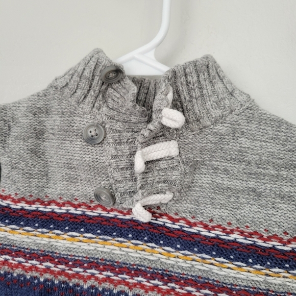 Cat & Jack Toddler Boy 2T Grey Sweater Toggle Button Red Blue Knit Fall Winter - Picture 8 of 8